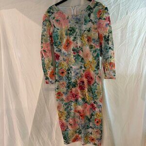 Floral Lace/lined Kensie Midi Dress Size 4 NWT